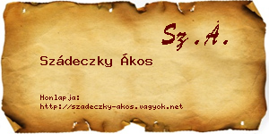 Szádeczky Ákos névjegykártya